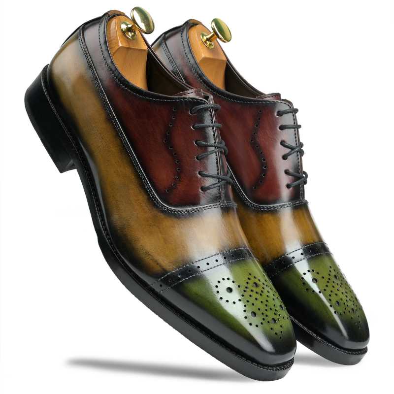 Marvin Medallion Captoe Oxfords Olive