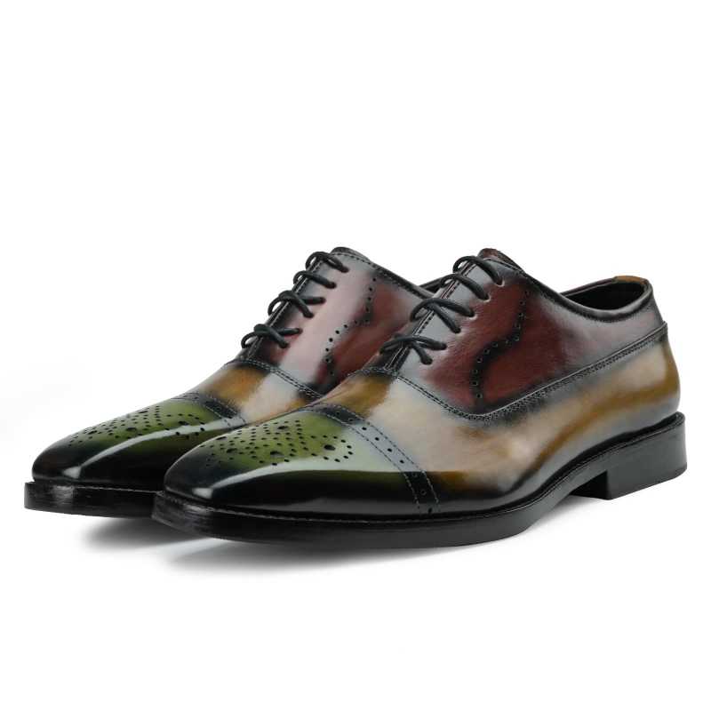 Marvin Medallion Captoe Oxfords Olive