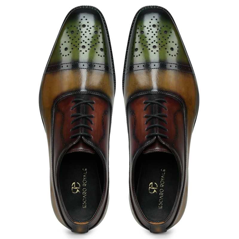 Marvin Medallion Captoe Oxfords Olive