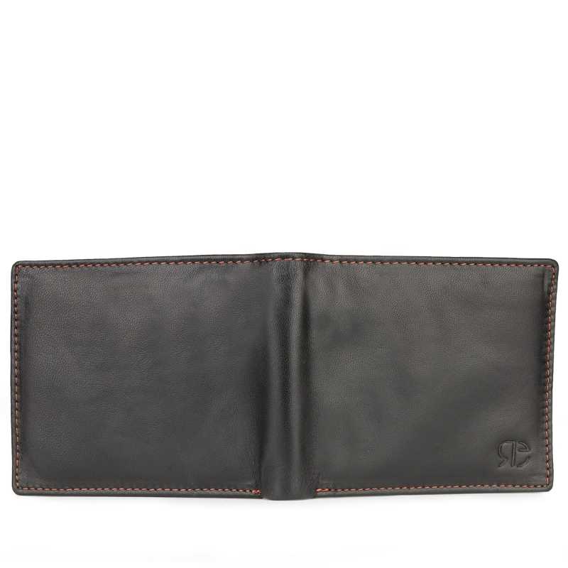 Black Plain Ultra-Soft Leather Mens Wallet