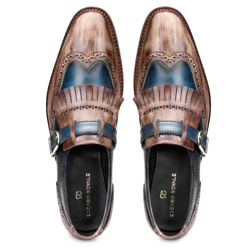 Mark Goodyear Welted Fiddleback  Patina Slip On Shoes In Brown And Blue