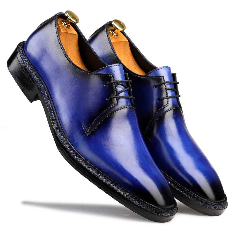 Baron Patina Derby Shoes Blue