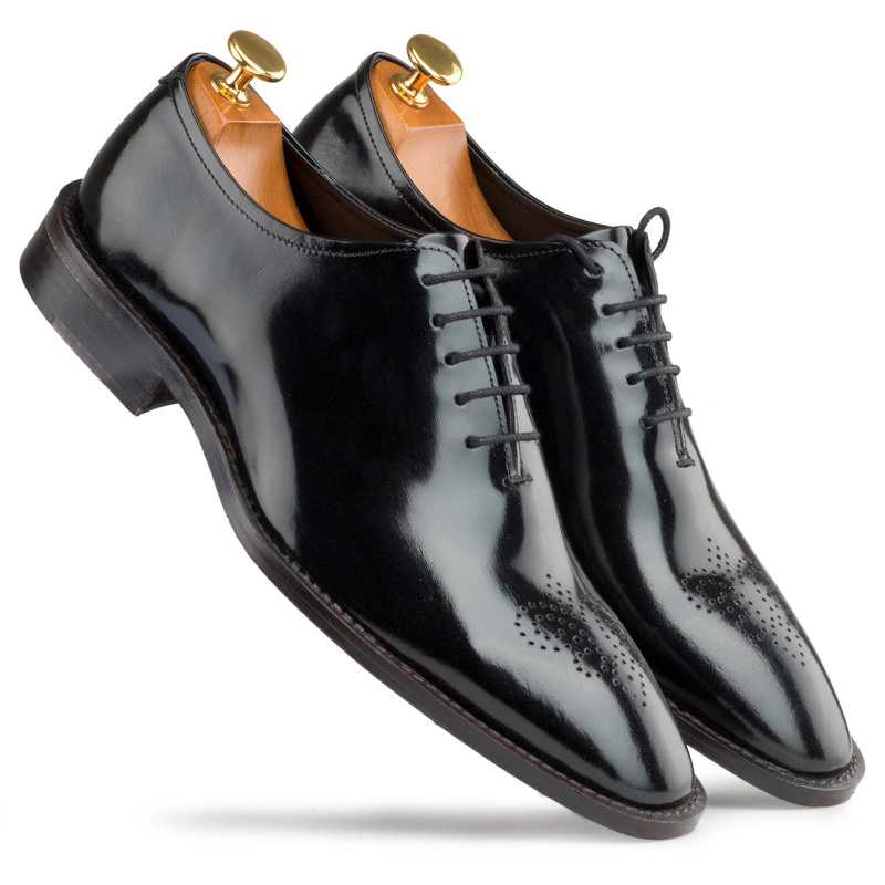 Black Medallion Wholecut Oxfords