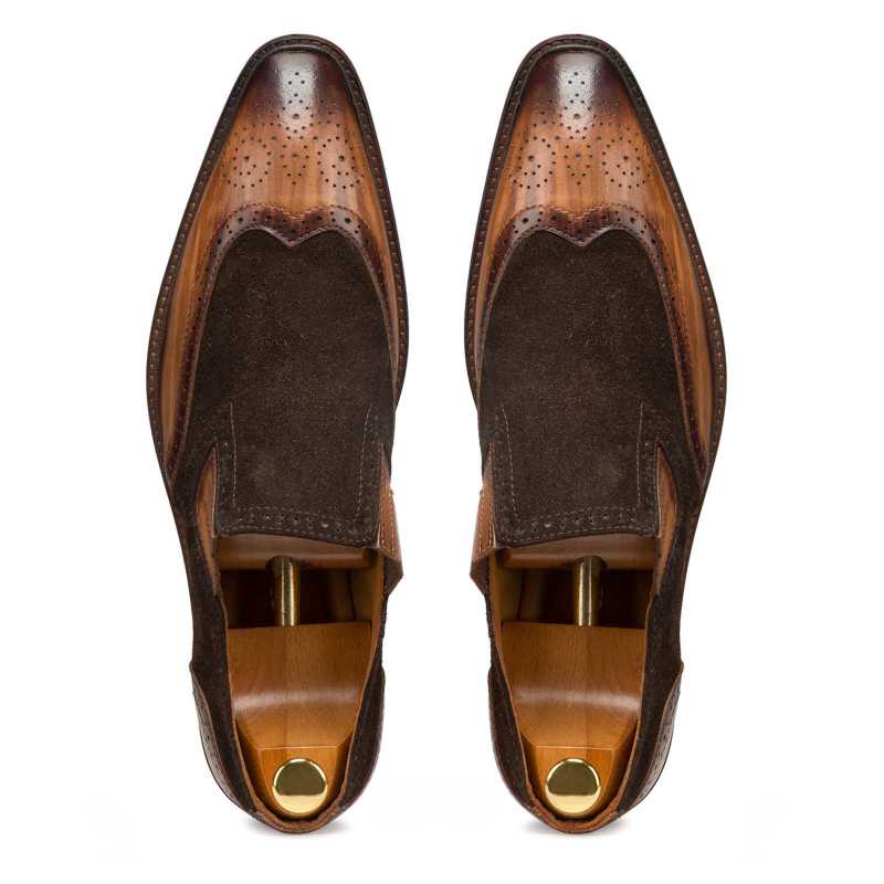 Brown-Tan Wingtip Slip On