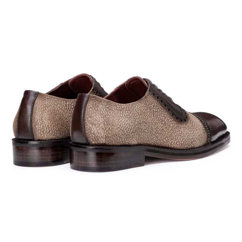 Carlo Medallion Captoe Dual-Pattern Brown Oxford