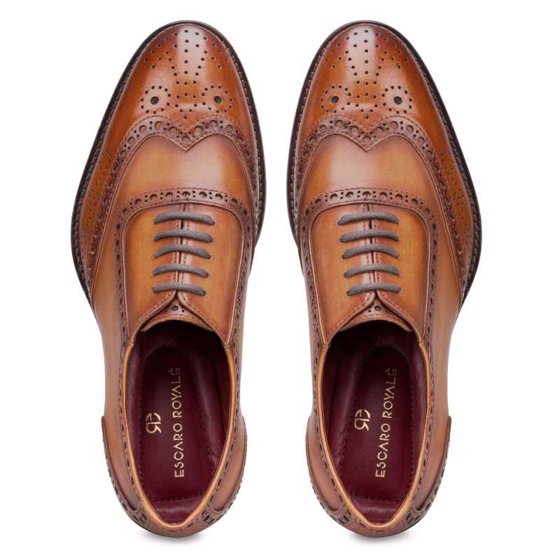 Tessio Dual-Shade Burnished Tan Wingtip Brogues