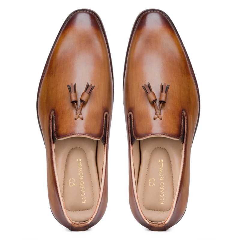 Handpainted Tan Tassel Loafer