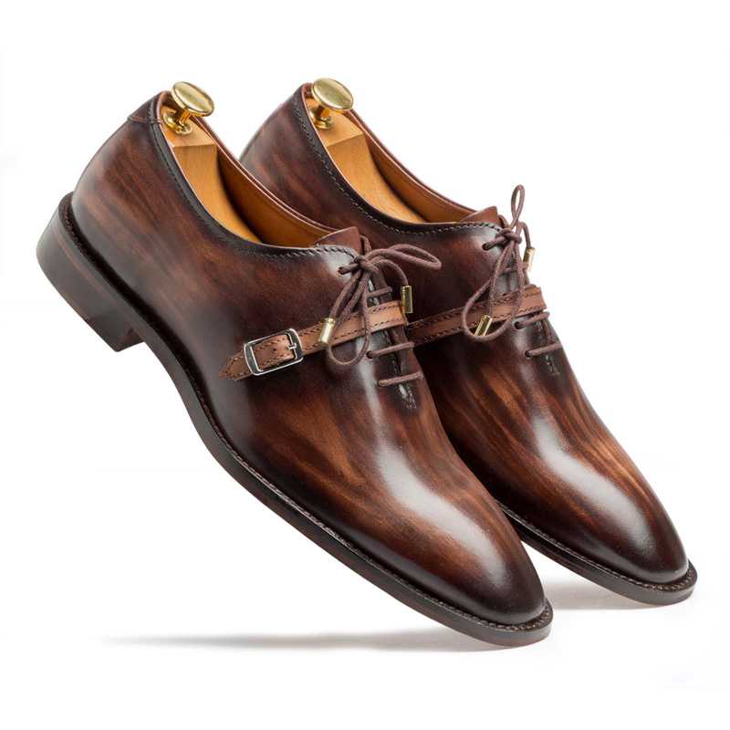 Thin-Strap Dark Brown Wooden Oxford