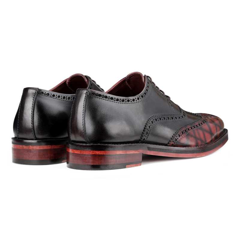 Ralph Handpainted Check Black & Burgundy Brogues