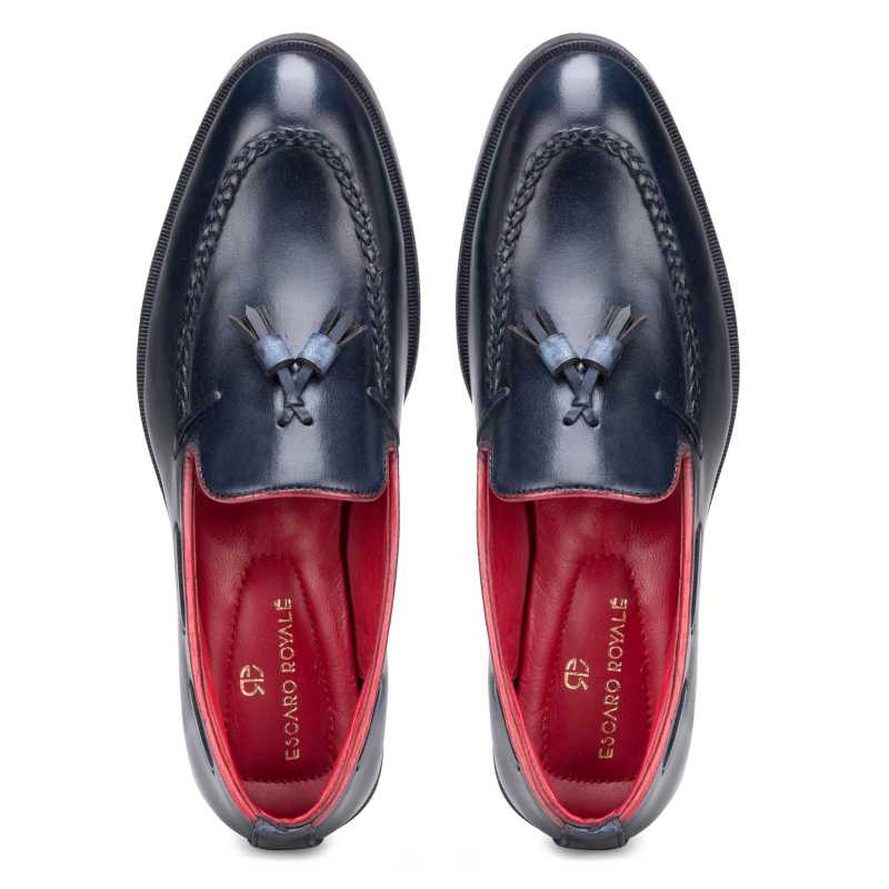 Blue Braided Tassel Designer Loafers