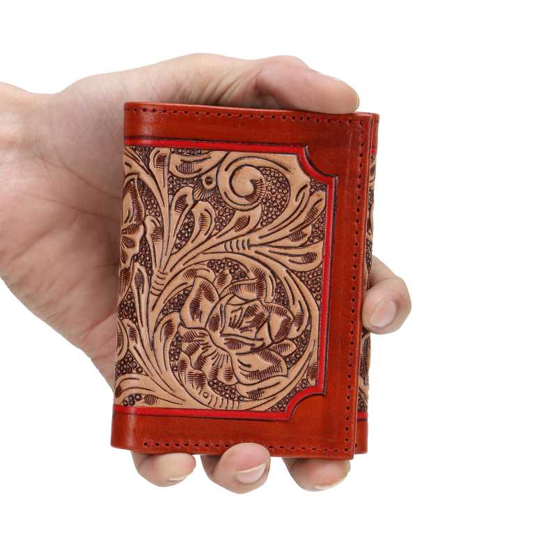 The Zurich Hand-Tooled Leather Tri-Fold Wallet