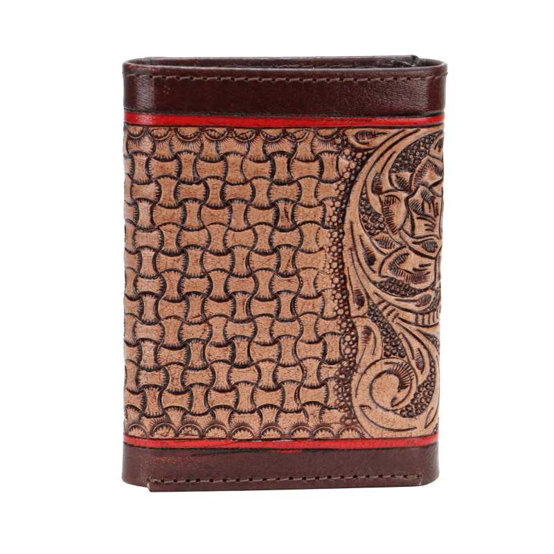 The Seattle Hand-Tooled Leather Tri-Fold Wallet