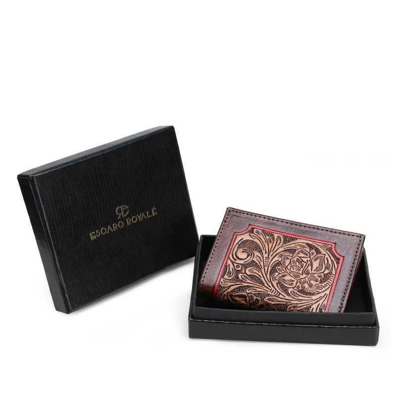 The Seattle Hand-Tooled Leather Tri-Fold Wallet