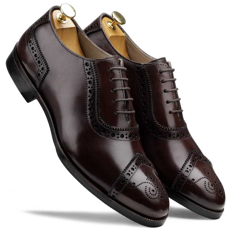 The Livingstone Medallion Toe Oxford In Dark Brown