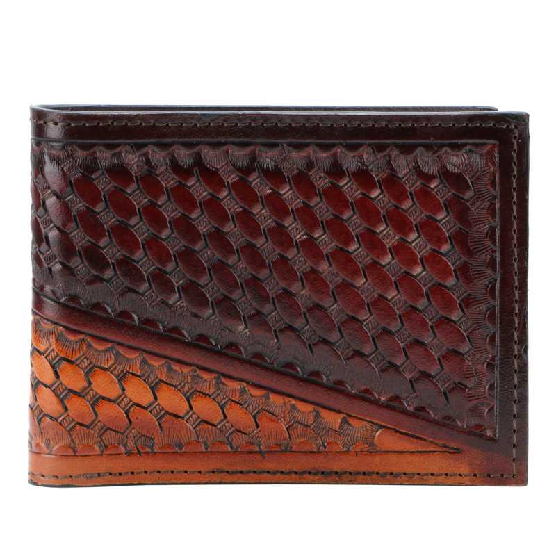 Multi Colored Hand - Tooled Leather Mens Wallet