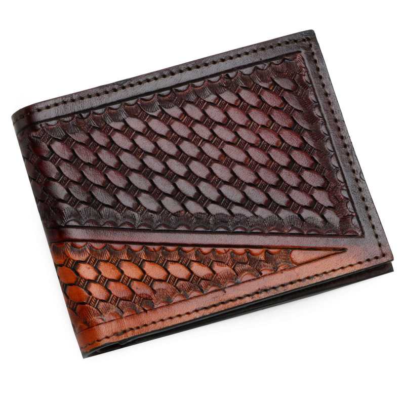 Multi Colored Hand - Tooled Leather Mens Wallet