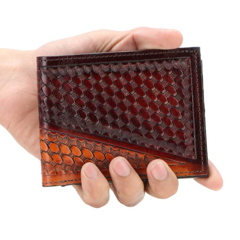 Multi Colored Hand - Tooled Leather Mens Wallet