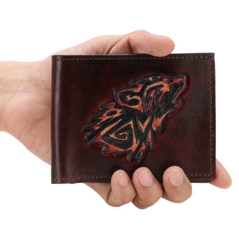 Brown Embossed Leather Mens Wallet