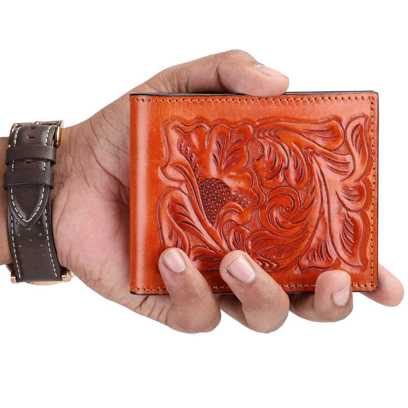 The Emboss Hand-Tooled Leather Bi-Fold Wallet