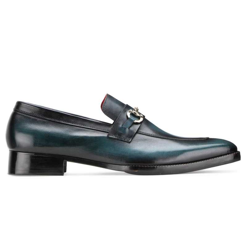 Vanetia Dual Shade Horsebit Slipons In Blue