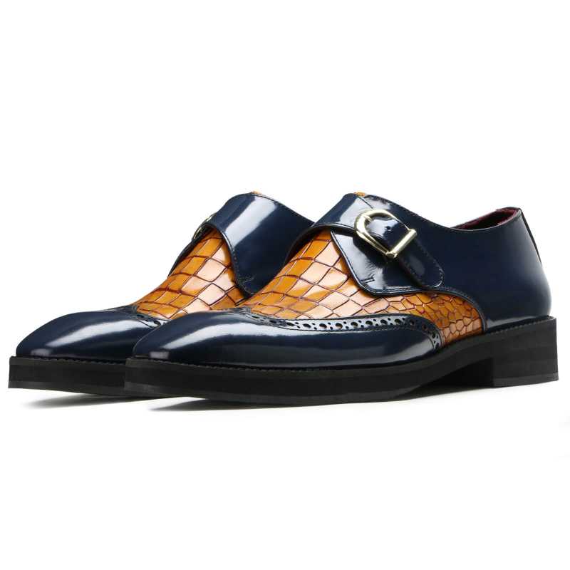 Arista Textured Monk Strap Shoes