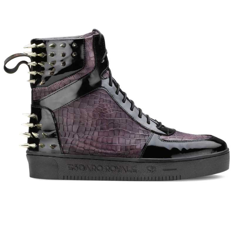 Monarcho Hightop Stud Sneakers In Black Purple