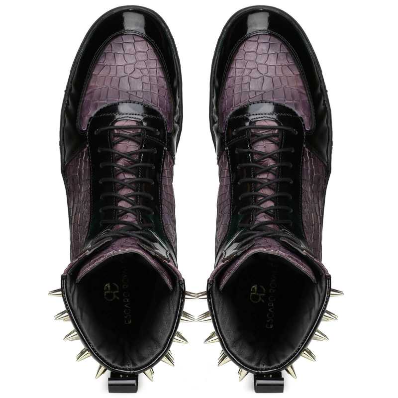 Monarcho Hightop Stud Sneakers In Black Purple