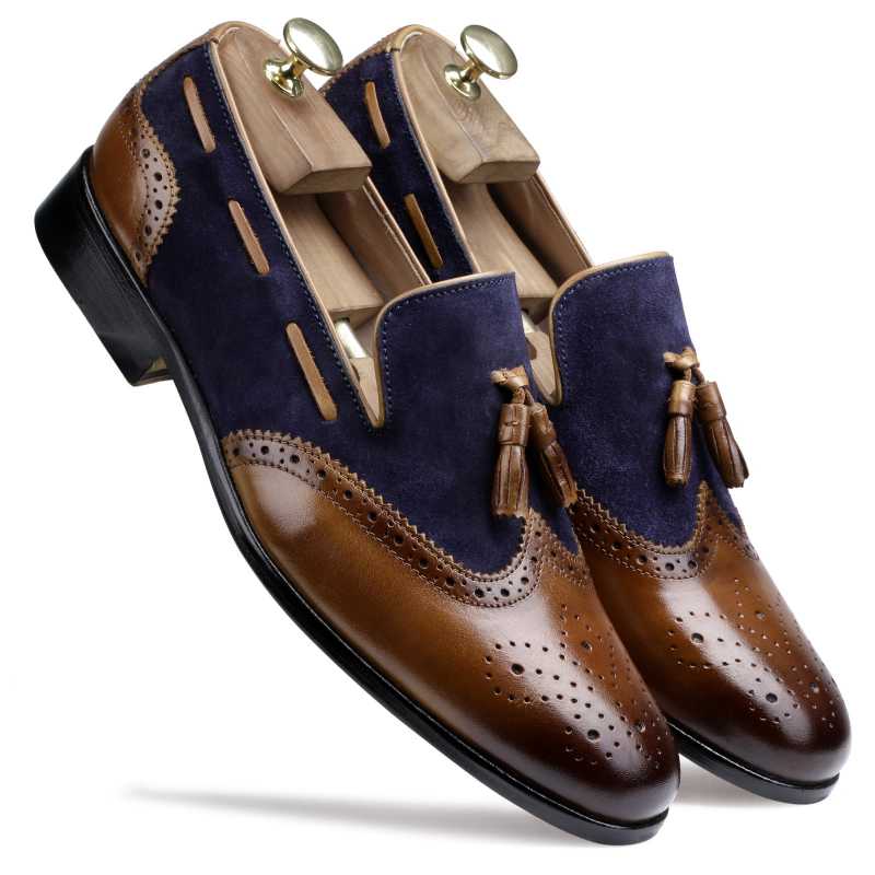 The Chicago Tassel Loafer In Blue Tan