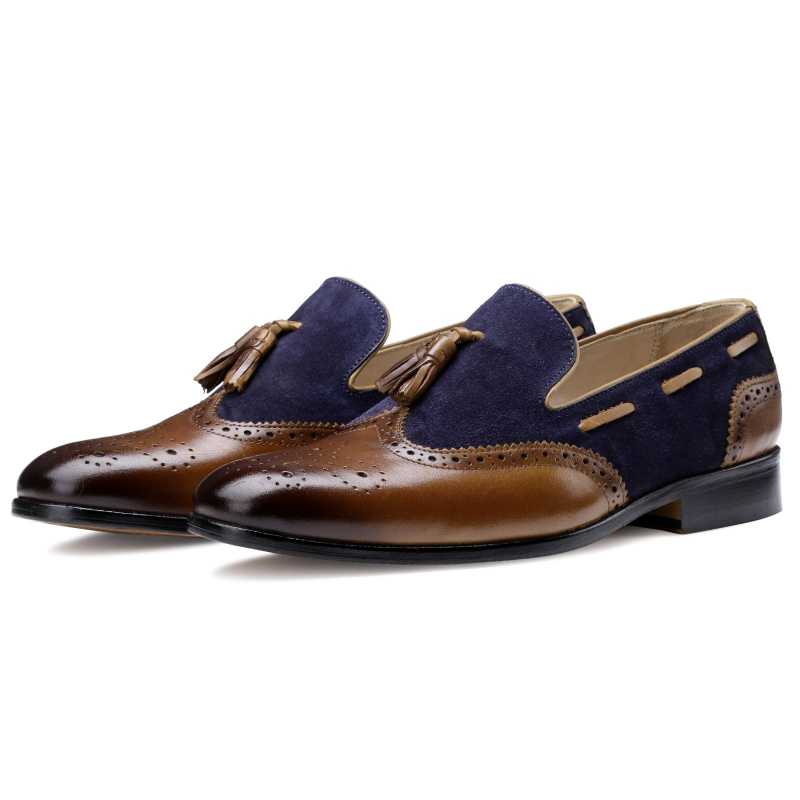 The Chicago Tassel Loafer In Blue Tan