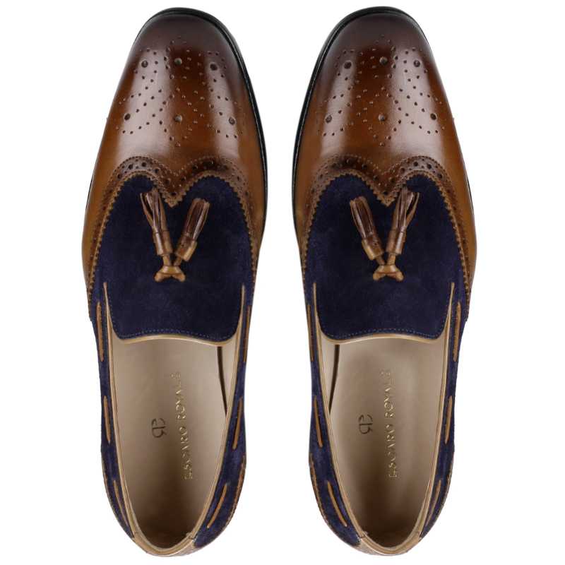 The Chicago Tassel Loafer In Blue Tan