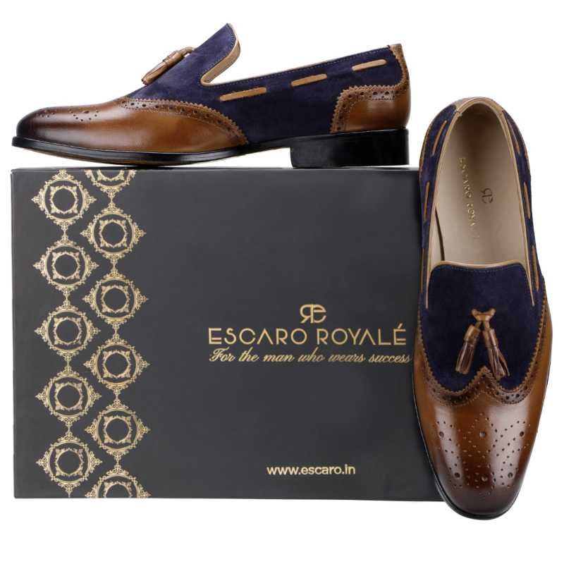 The Chicago Tassel Loafer In Blue Tan