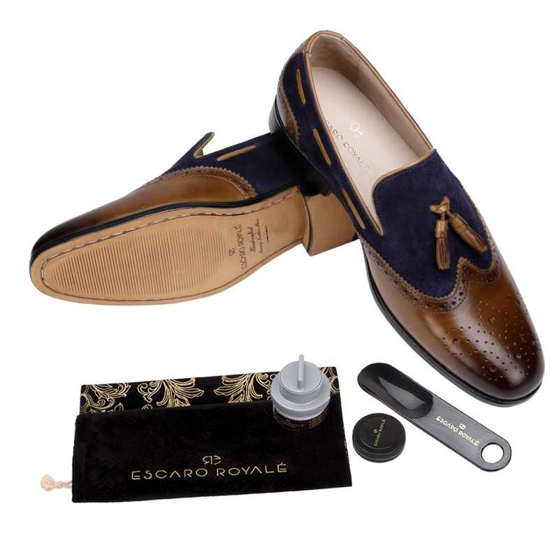 The Chicago Tassel Loafer In Blue Tan