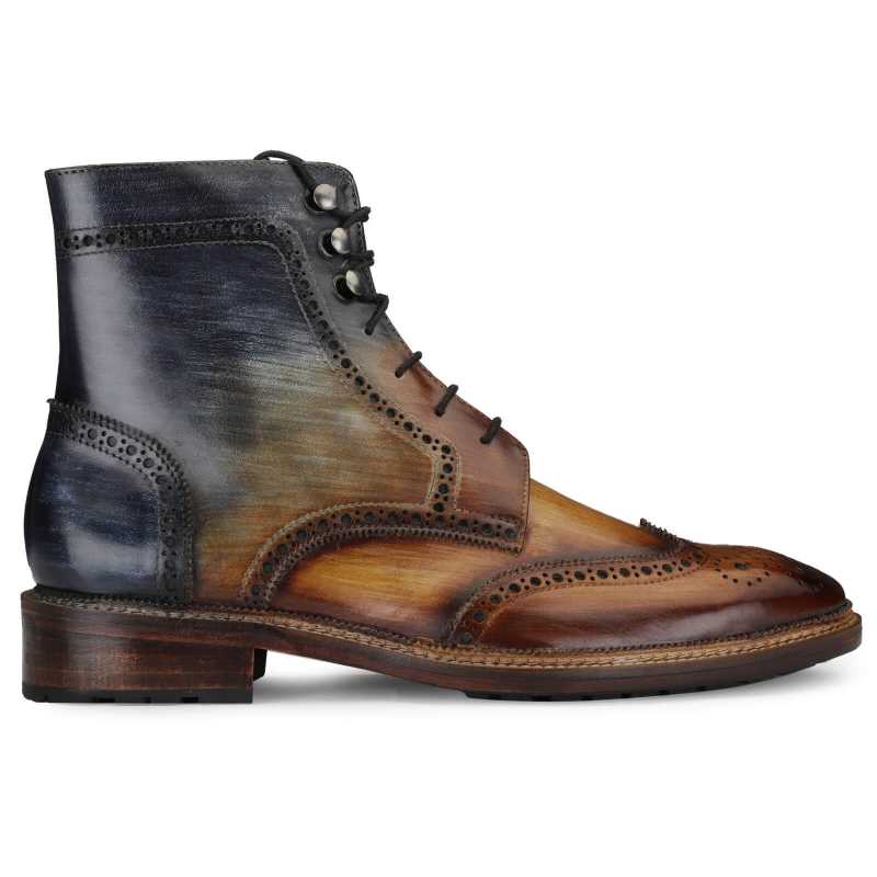 Aurora Wingtip Lace Up Boot In Wood Finish