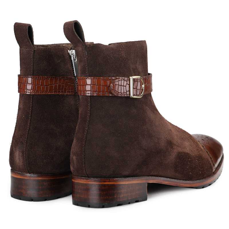 Citadel Zipper Boots In Brown Suede