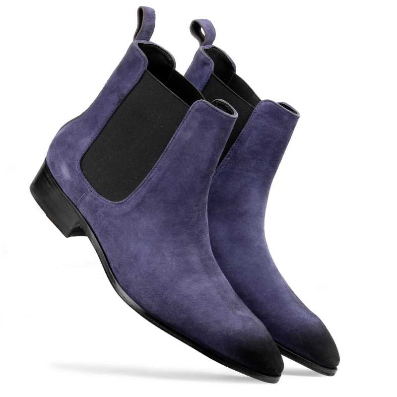 Iceman Chelsea Boots In Blue Suede