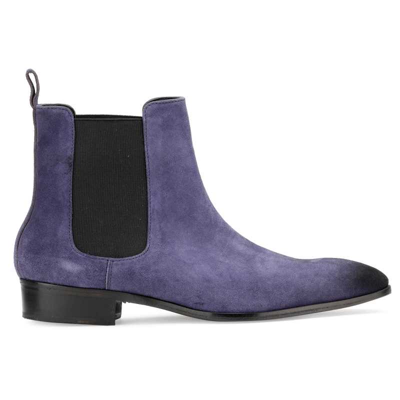 Iceman Chelsea Boots In Blue Suede