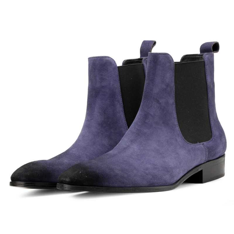 Iceman Chelsea Boots In Blue Suede