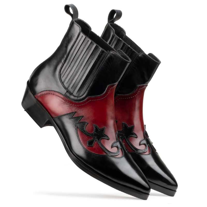 Chavez Chelsea Cowboy Boots In Black Red