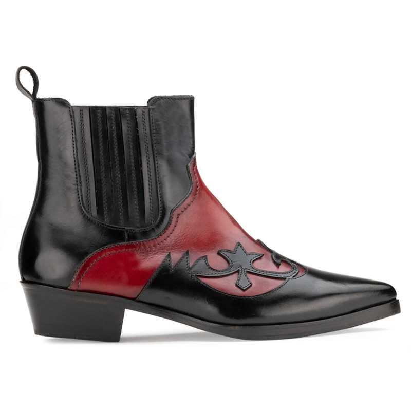 Chavez Chelsea Cowboy Boots In Black Red