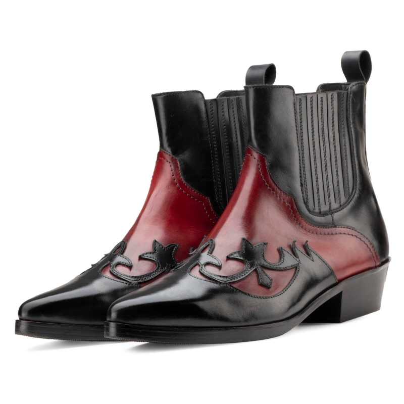 Chavez Chelsea Cowboy Boots In Black Red