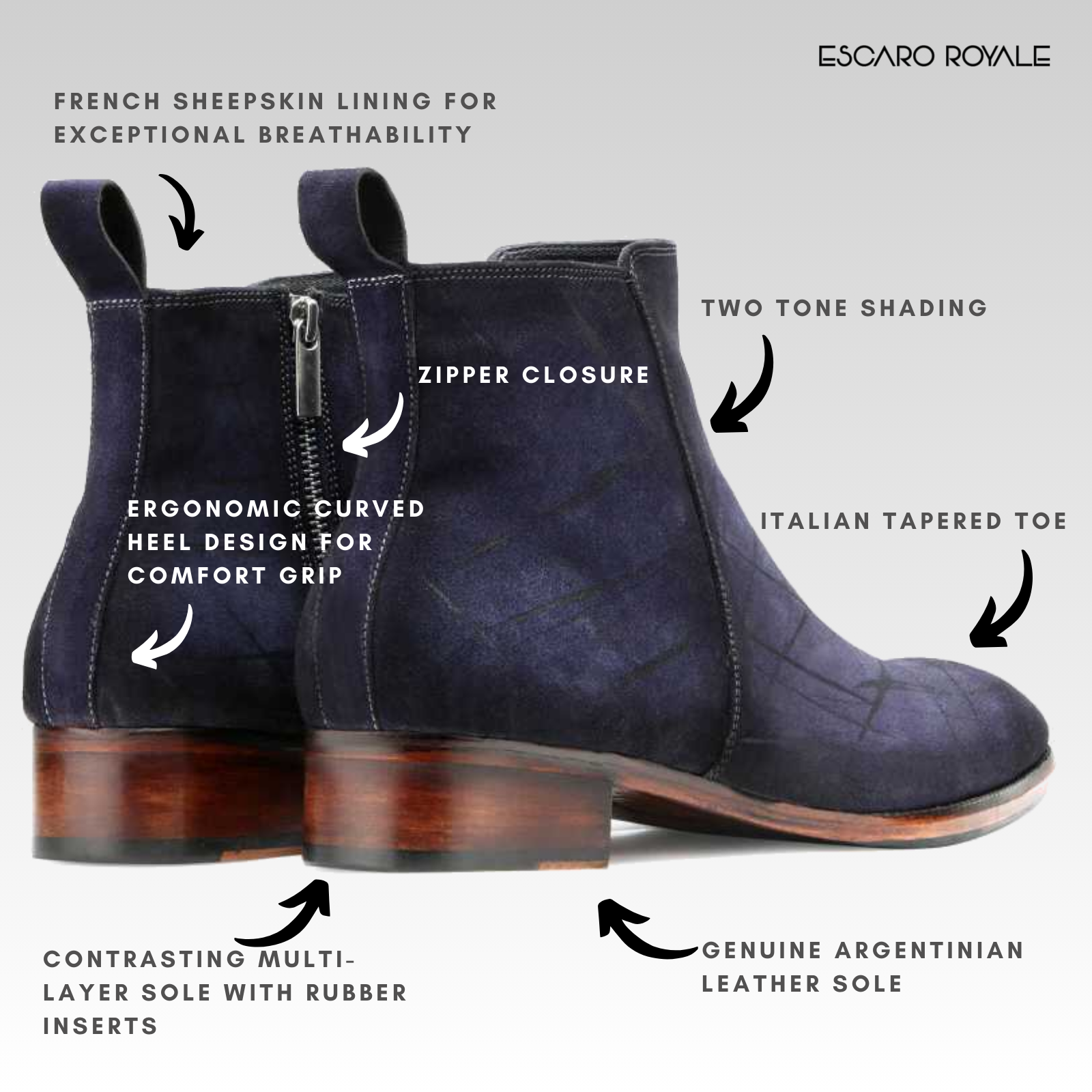 Carbine Blue Zipper Boots