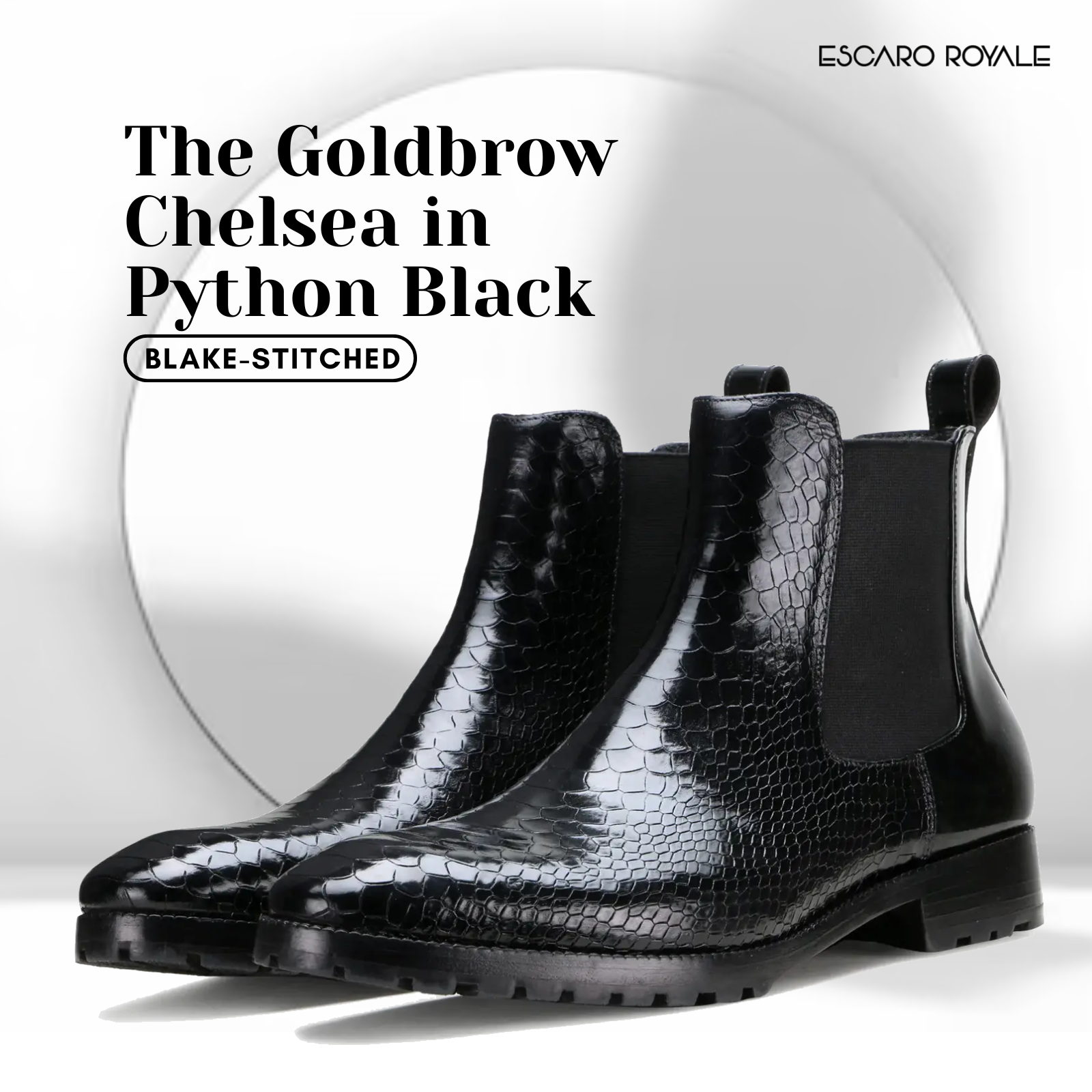 Escaro Royale Blake Stitched Goldbrow Python Chelsea Boots