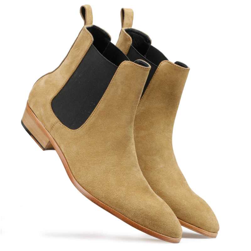 Iceman Chelsea Boots In Beige Suede