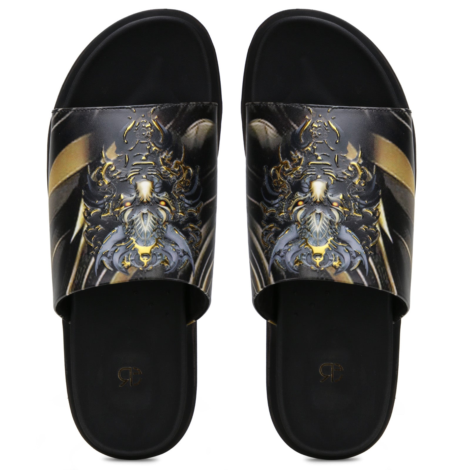 The Outram Printed Slippers In Grey