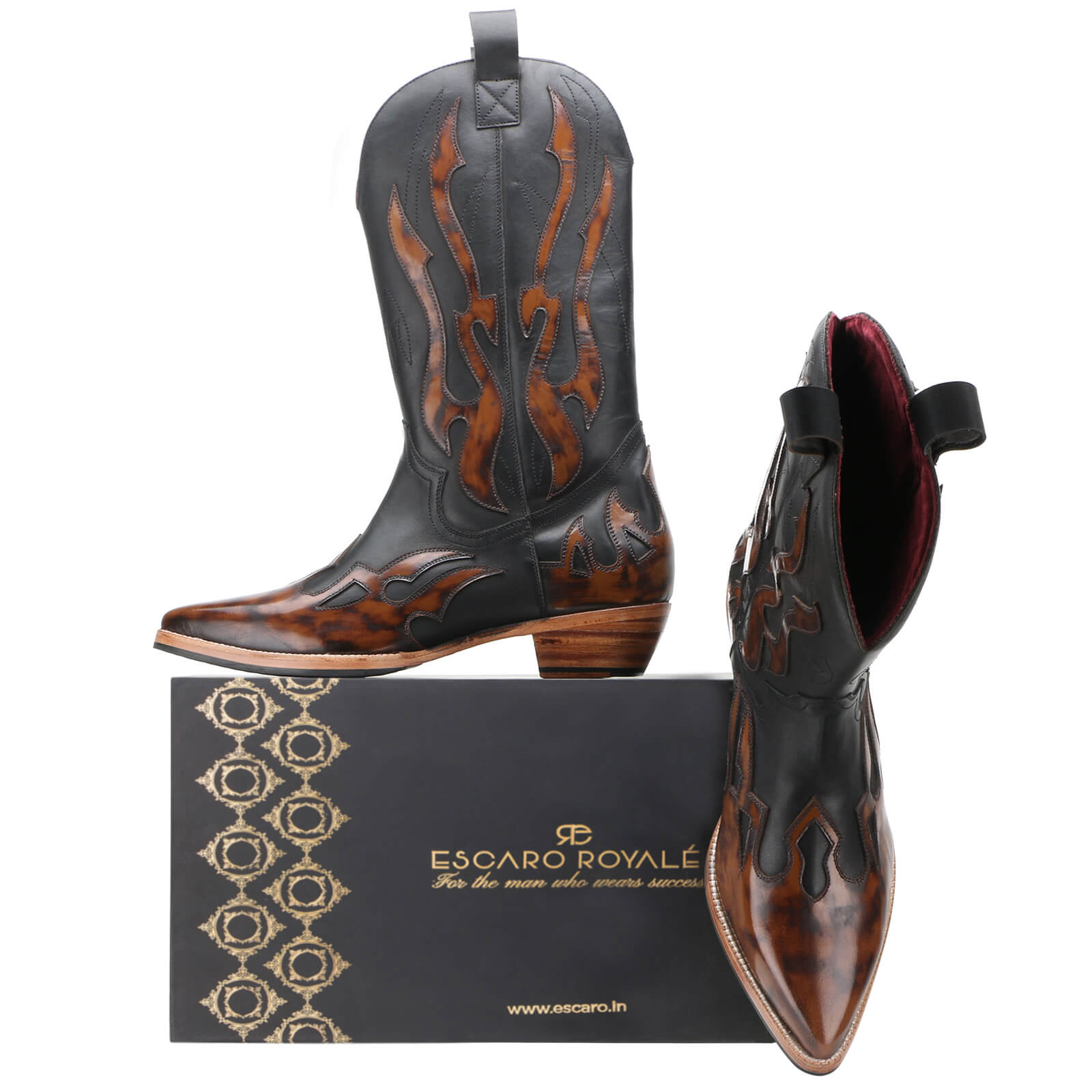 Olympus Handpainted Flame Cowboy Boots