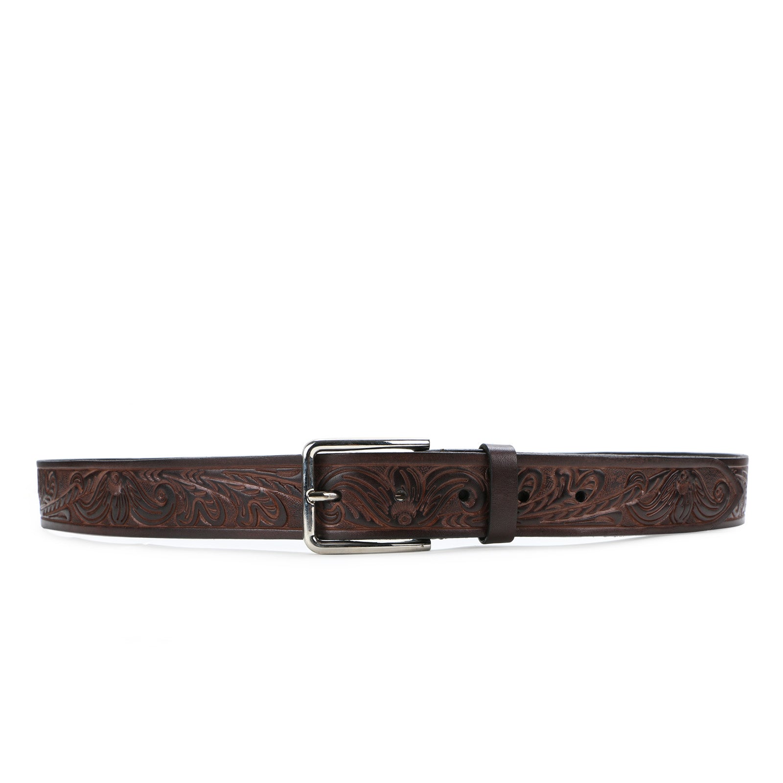 Christiano Hand Crafted Hand Tooled Leather Belt In Black-Brown