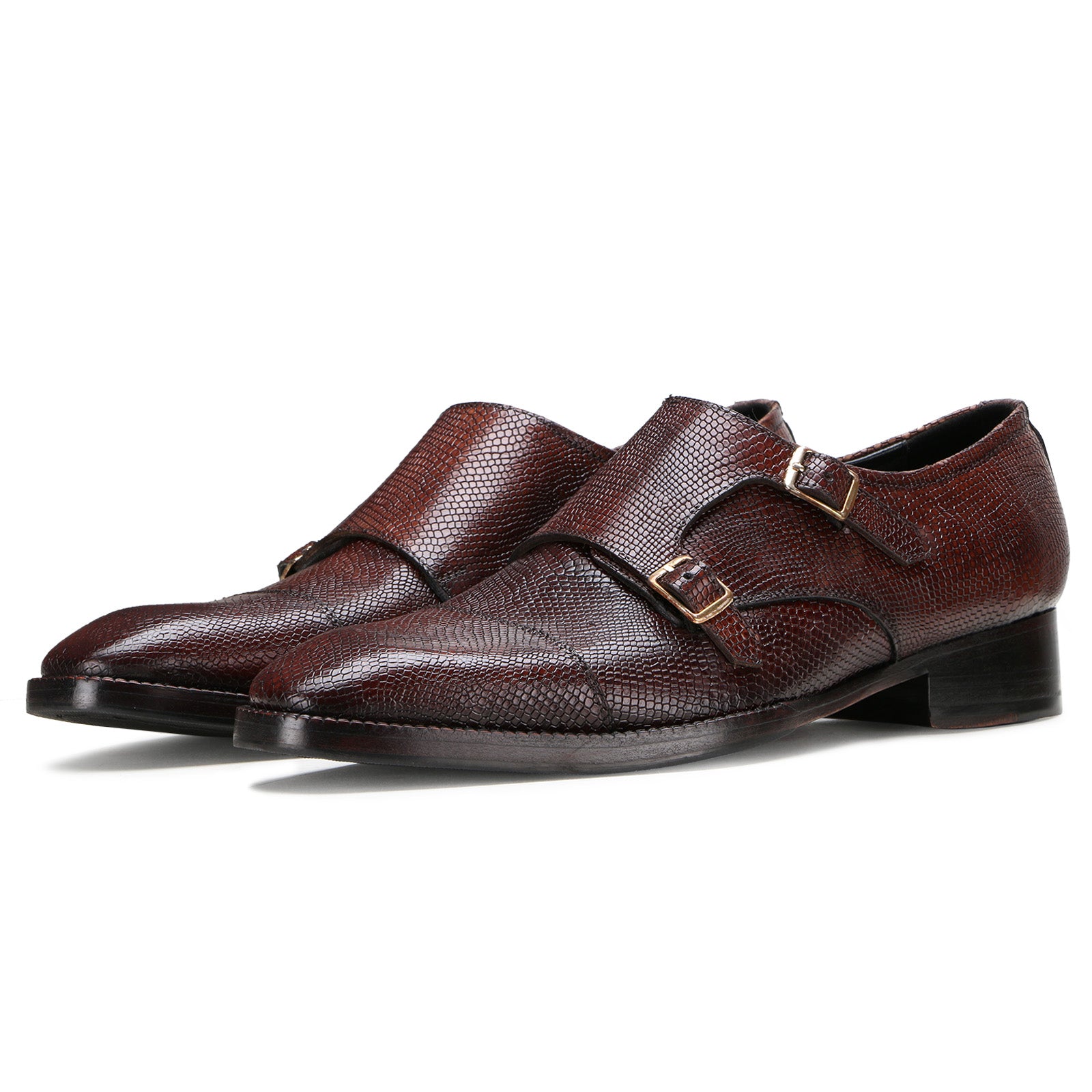 Escaro Royale Handmade Premium Monk Shoes (Neyson, Brown)