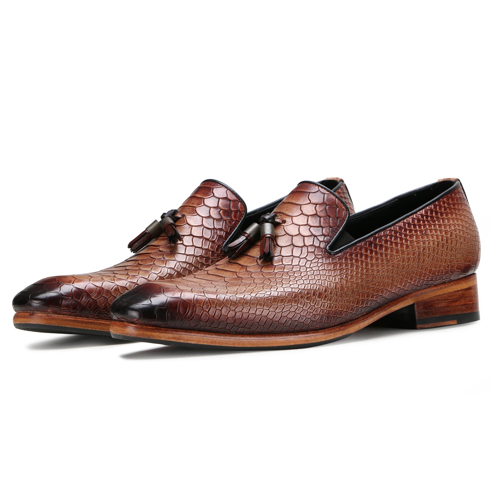 Escaro Royale Handmade Premium Loafer Shoes (Amos, Cognac)