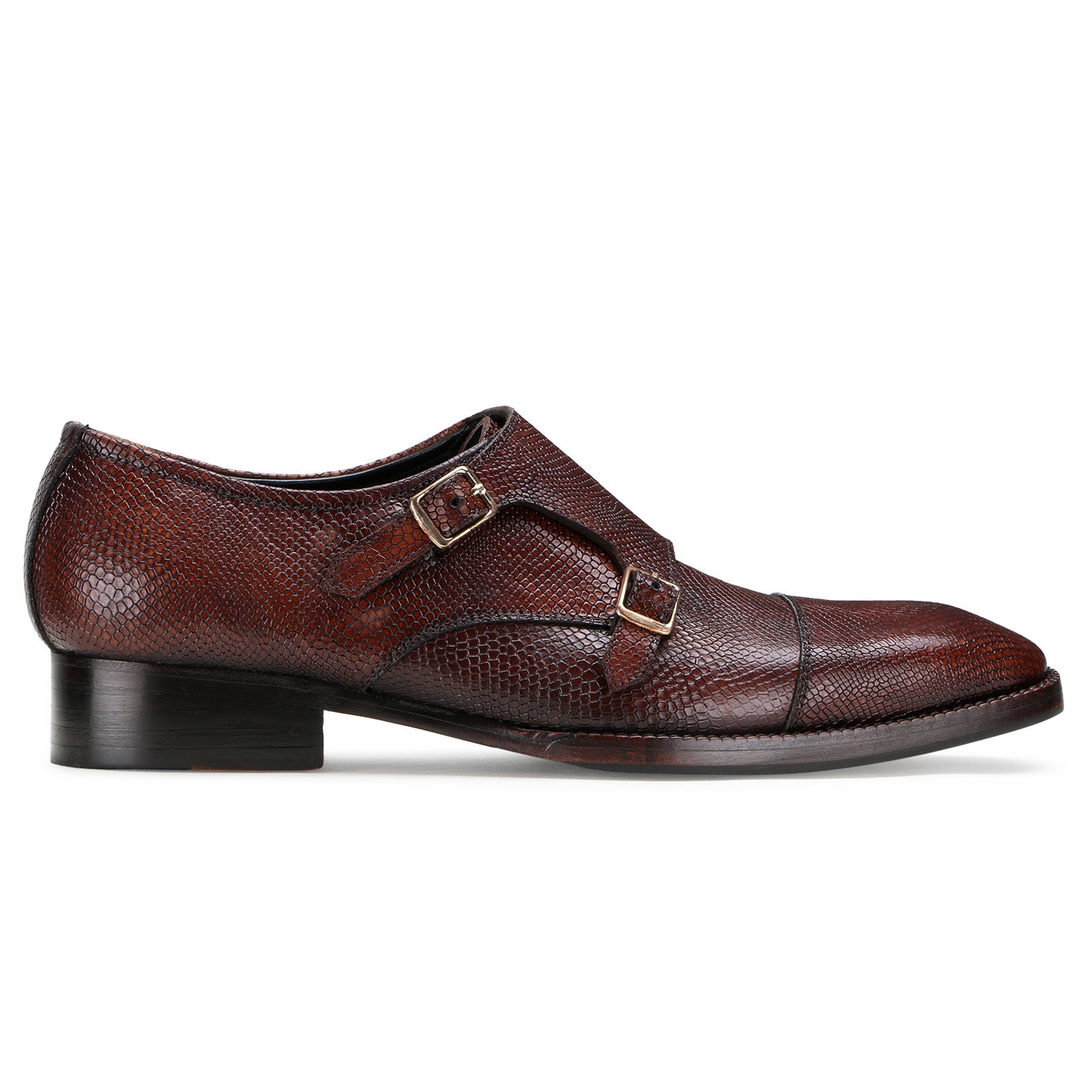 Escaro Royale Handmade Premium Monk Shoes (Neyson, Brown)