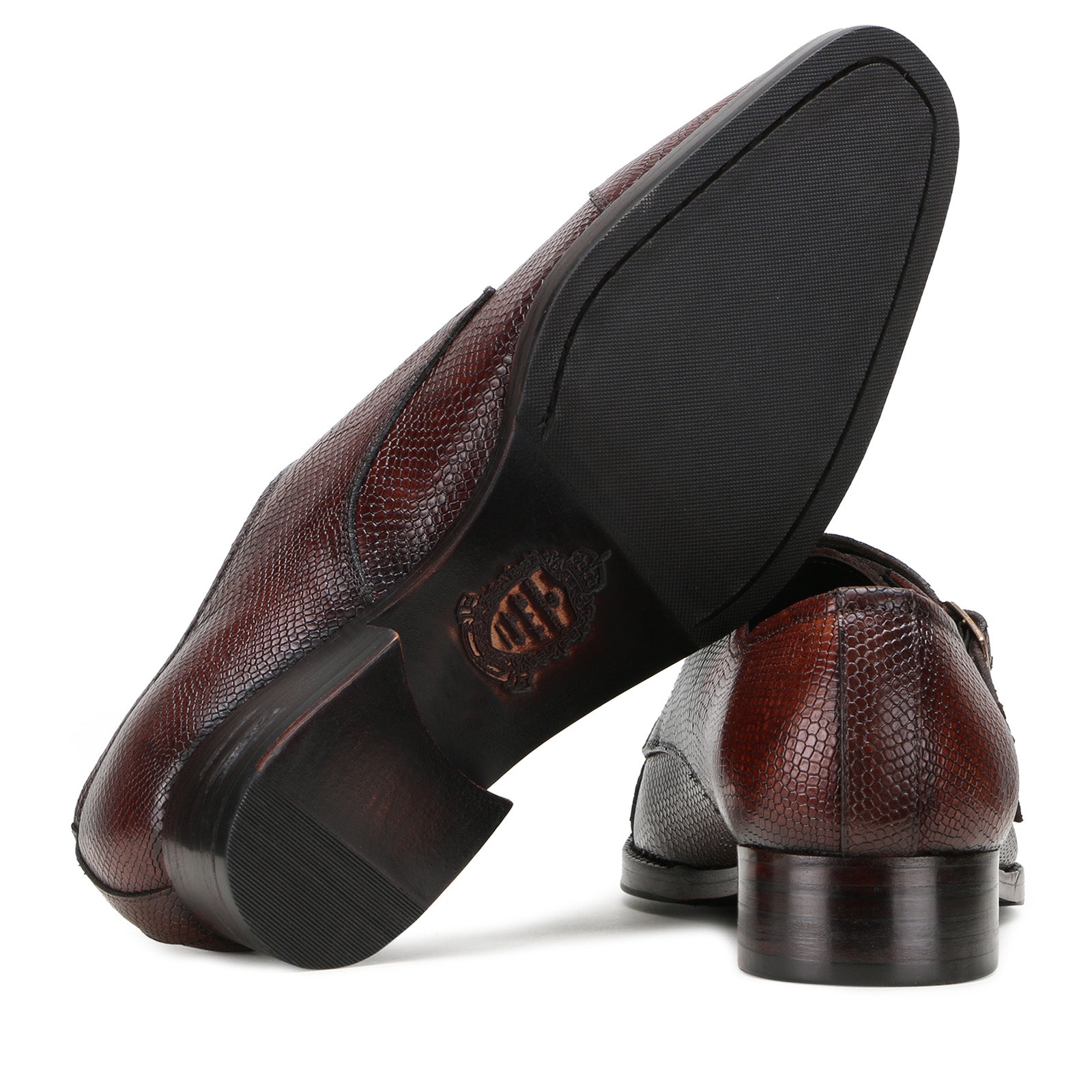 Escaro Royale Handmade Premium Monk Shoes (Neyson, Brown)